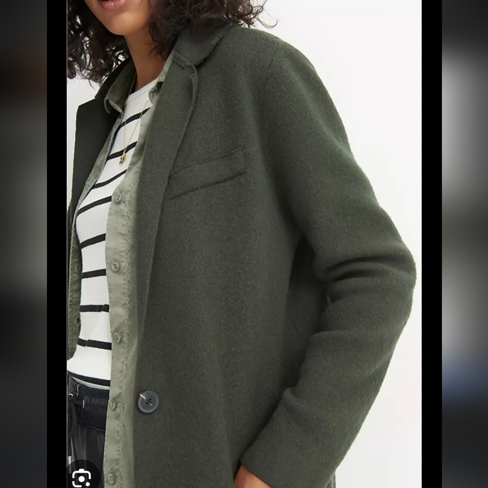 Anthropologie Raini Olive Green Single-Button Sweater Blazer Jacket Size Small